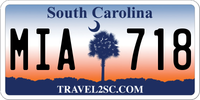SC license plate MIA718