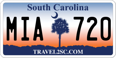 SC license plate MIA720