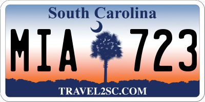 SC license plate MIA723