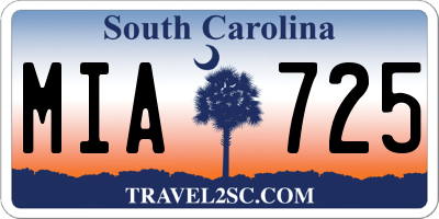 SC license plate MIA725