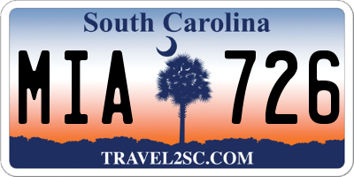 SC license plate MIA726