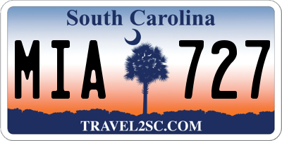SC license plate MIA727