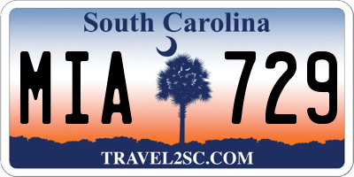 SC license plate MIA729