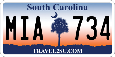 SC license plate MIA734