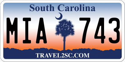 SC license plate MIA743