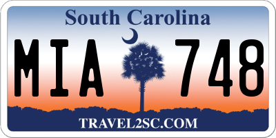 SC license plate MIA748