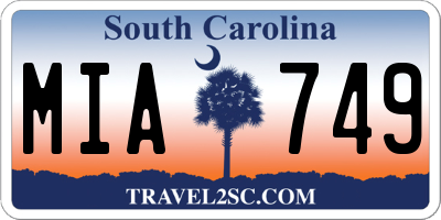 SC license plate MIA749