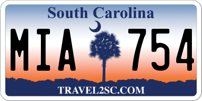 SC license plate MIA754