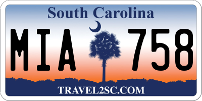 SC license plate MIA758