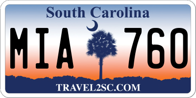 SC license plate MIA760