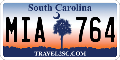SC license plate MIA764