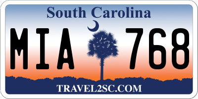 SC license plate MIA768