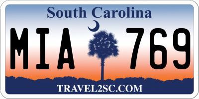 SC license plate MIA769