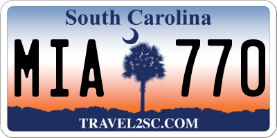 SC license plate MIA770