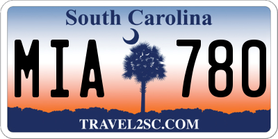 SC license plate MIA780