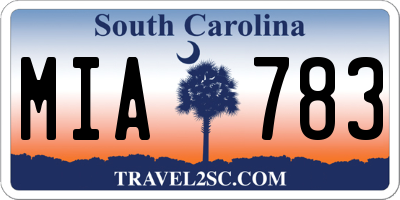 SC license plate MIA783