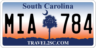 SC license plate MIA784