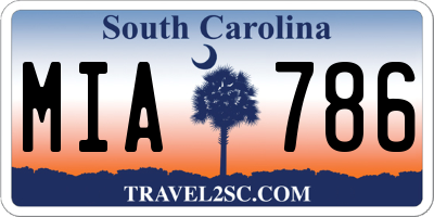 SC license plate MIA786