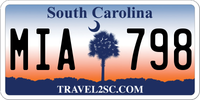 SC license plate MIA798