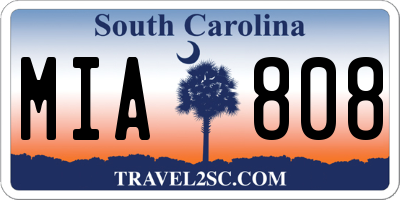 SC license plate MIA808