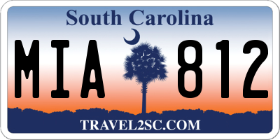 SC license plate MIA812