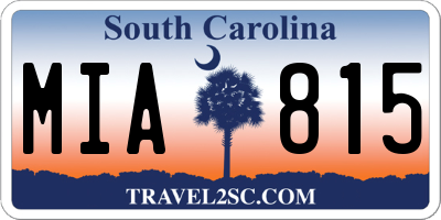 SC license plate MIA815