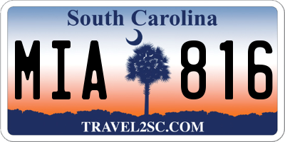 SC license plate MIA816