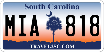 SC license plate MIA818