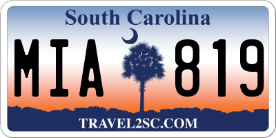 SC license plate MIA819