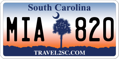 SC license plate MIA820