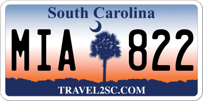 SC license plate MIA822