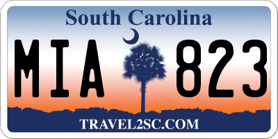 SC license plate MIA823