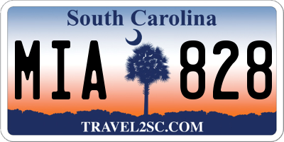 SC license plate MIA828