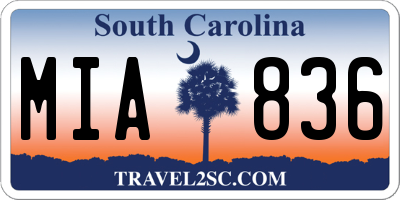 SC license plate MIA836
