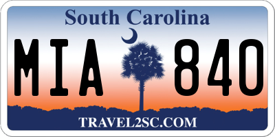 SC license plate MIA840