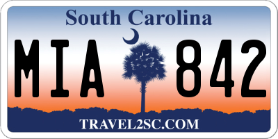SC license plate MIA842