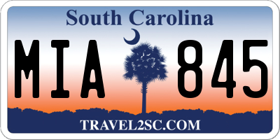 SC license plate MIA845