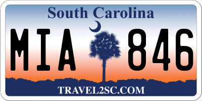 SC license plate MIA846