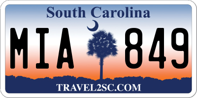 SC license plate MIA849
