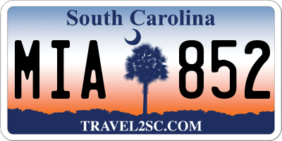 SC license plate MIA852