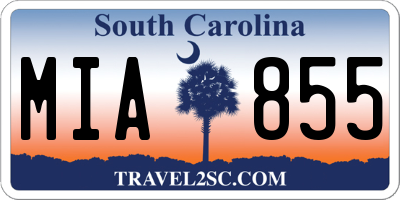 SC license plate MIA855