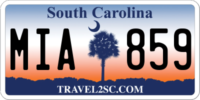SC license plate MIA859