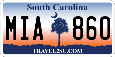 SC license plate MIA860