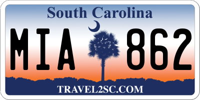 SC license plate MIA862