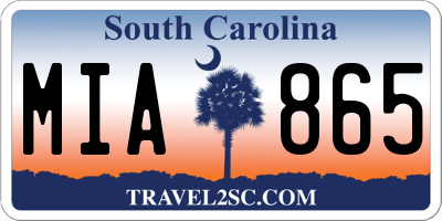 SC license plate MIA865