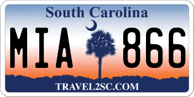 SC license plate MIA866