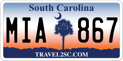 SC license plate MIA867