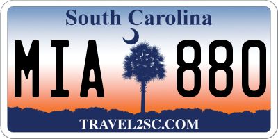 SC license plate MIA880