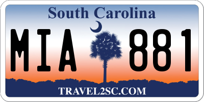 SC license plate MIA881