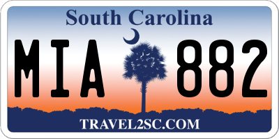 SC license plate MIA882